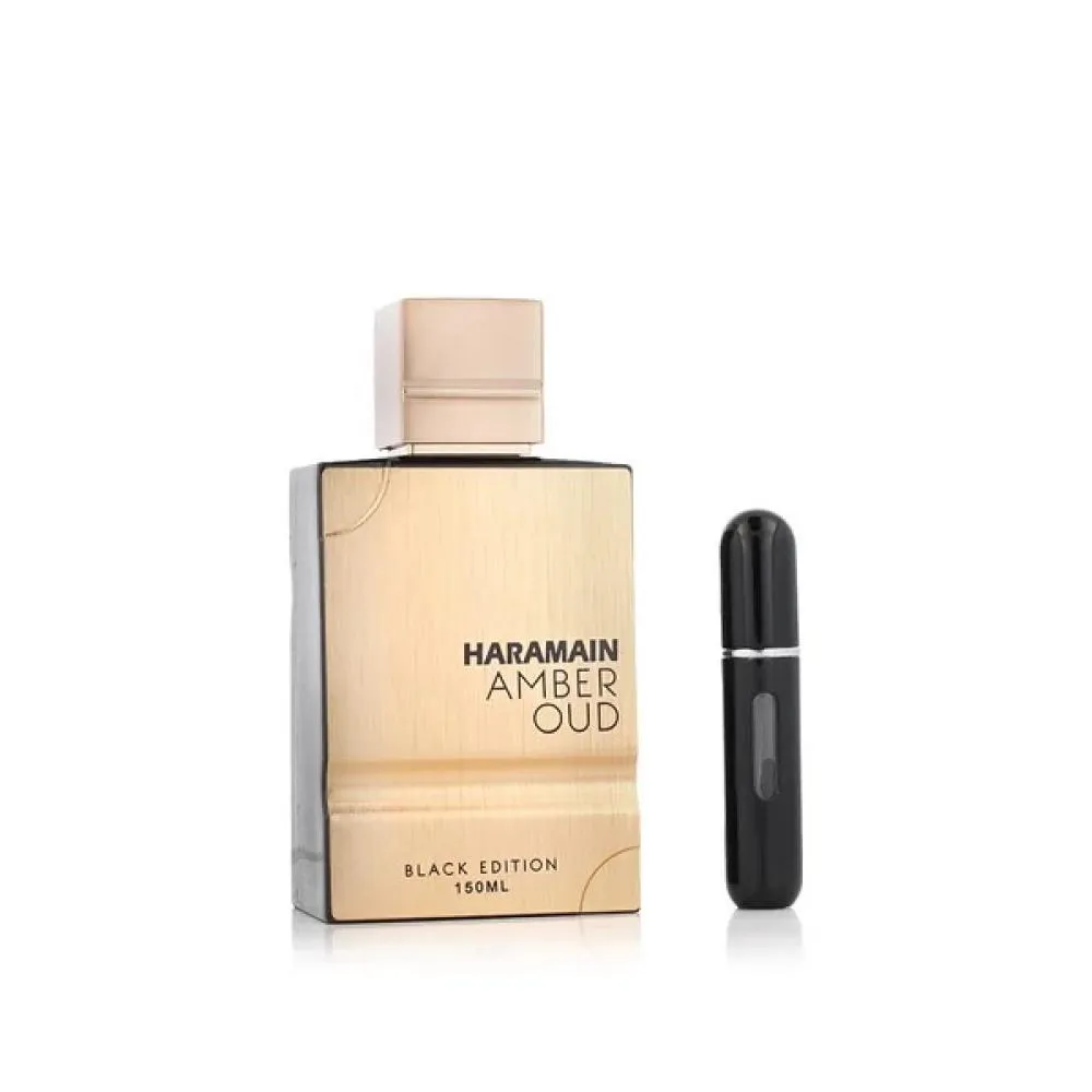 Amber Oud Black Edition conjunto de oferta + vaporizador de perfume recarregável eau de parfum unissexo 150 ml