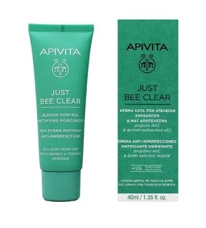 Apivita Just Bee Clear Blemish Control Mattifying Moisturizer creme hidratante para o rosto com niacinamida