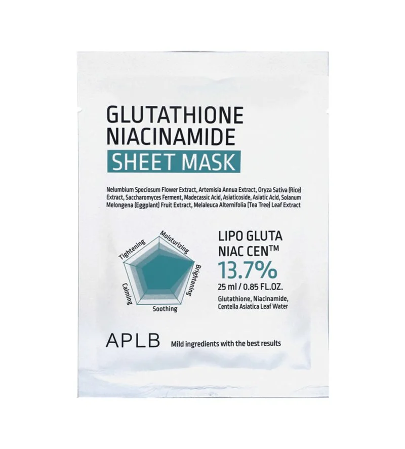 Máscara de tecido hidratante e iluminadora com glutationa e niacinamida 25 ml