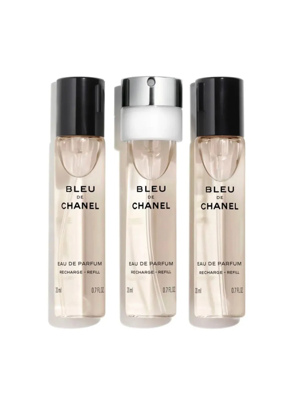 Bleu de Chanel EDP recarga com vaporizador 20 ml + EDP recarga 2 x 20 ml M 60 ml