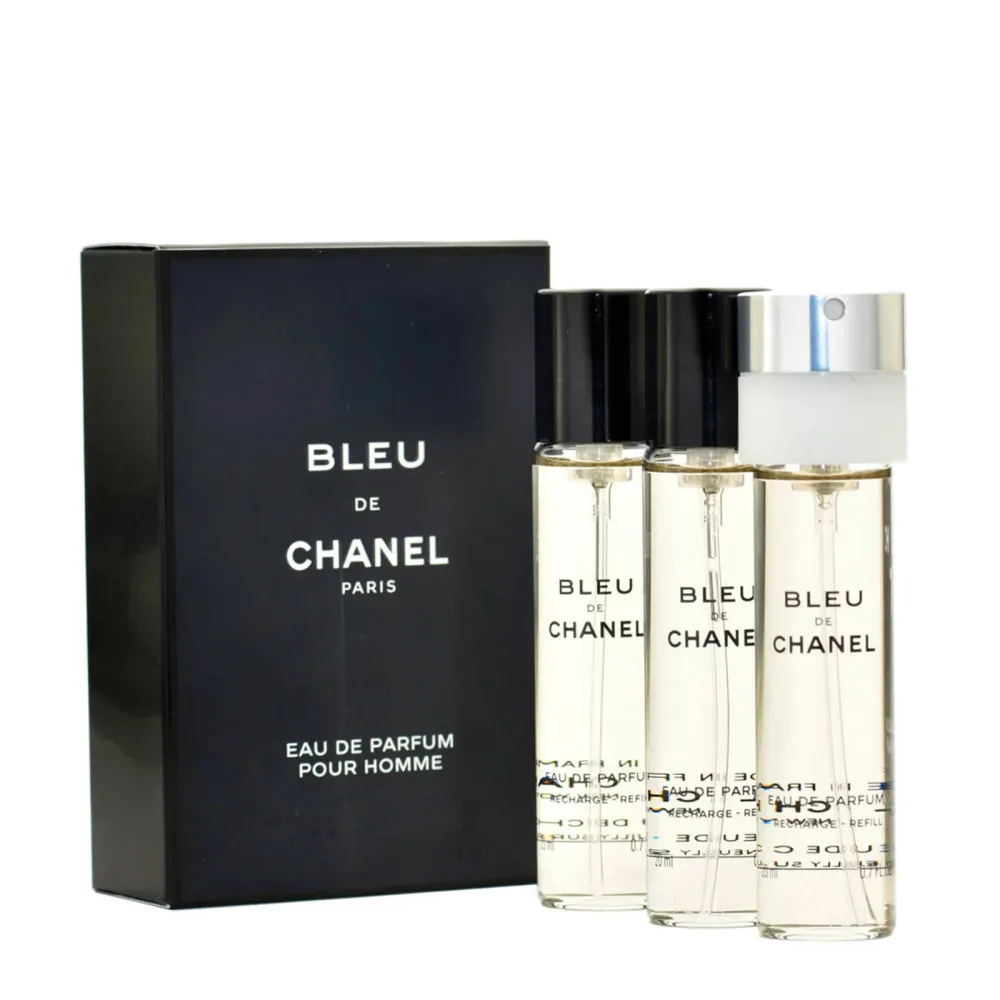 Bleu de Chanel EDP recarga com vaporizador 20 ml + EDP recarga 2 x 20 ml M 60 ml