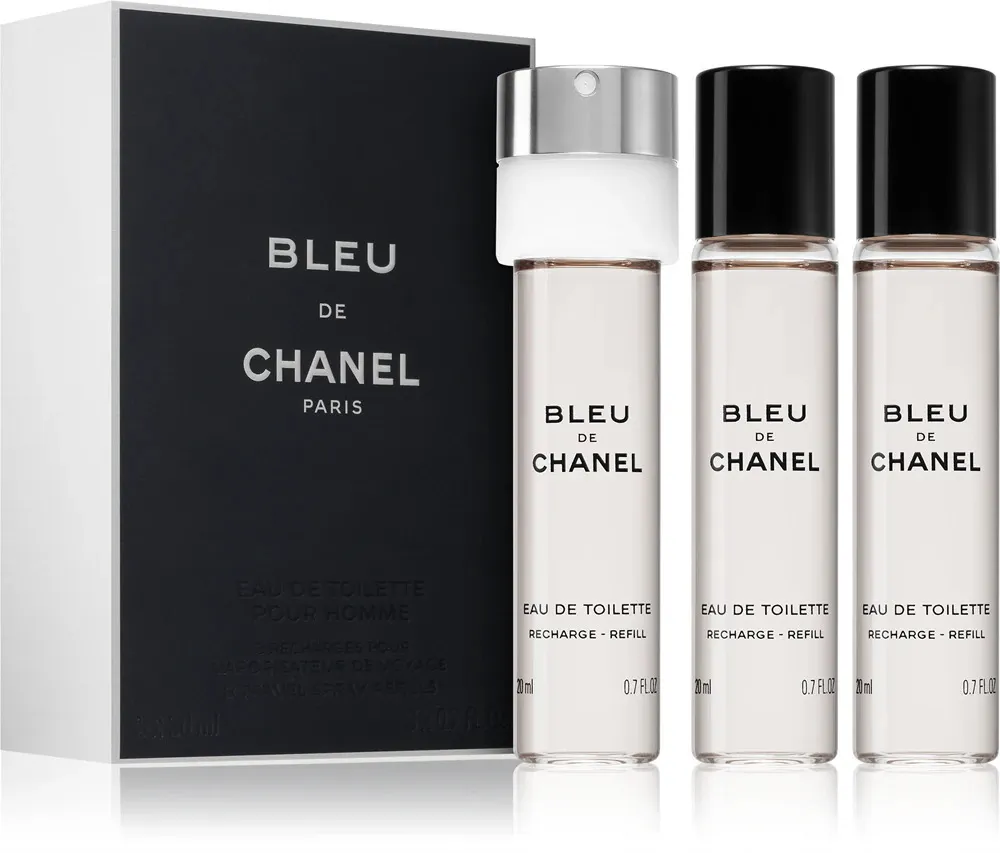 Bleu de Chanel EDT recarga 2 x 20 ml + EDT recarga com vaporizador 20 ml M 60 ml