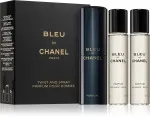 Bleu de Chanel spray de bolso recarregável 20 ml + 2 x recarga de perfume masculino