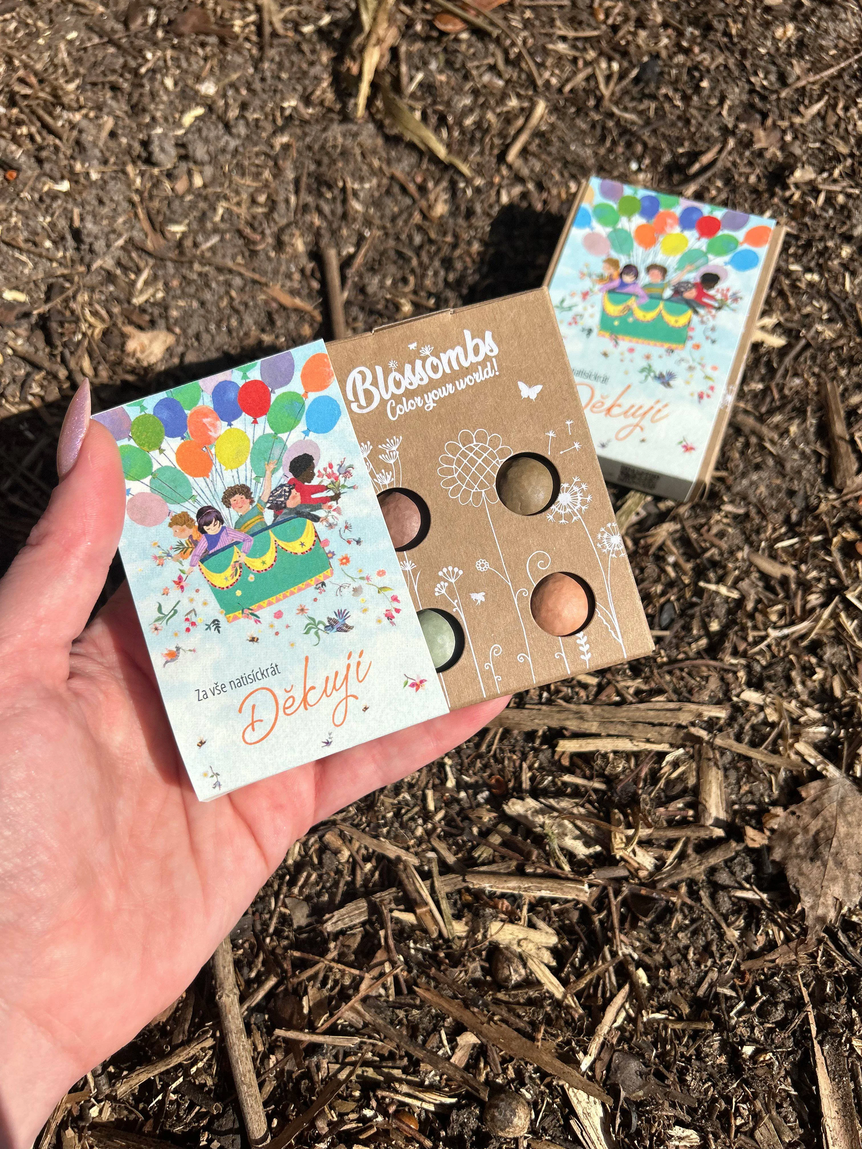 Blossombs Bombas de sementes - Conjunto de oferta mini - Mil vezes obrigado por tudo (4 un.) - Ofereça uma flor de forma diferente