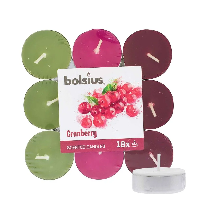 Scented Tealights Cranberry 4h velas tealight 18 un.