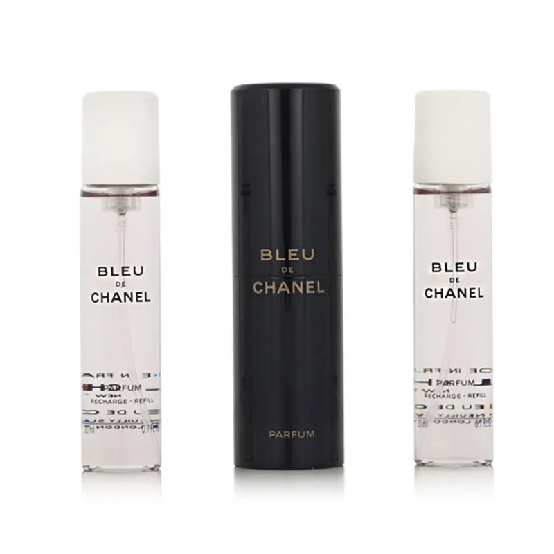 Chanel Bleu de Chanel spray de bolso recarregável 20 ml + 2 x recarga de perfume masculino 20 ml