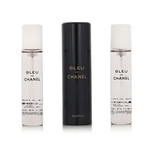 Chanel Bleu de Chanel spray de bolso recarregável 20 ml + 2 x recarga de perfume masculino