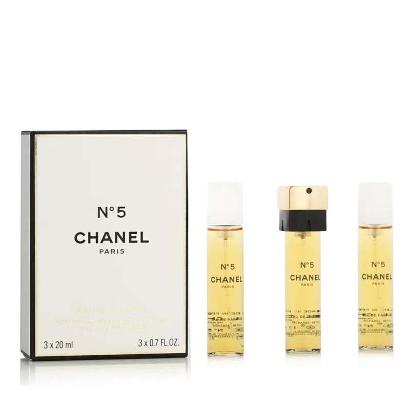 Chanel No 5 recarga 2 x 20 ml + recarga de EDP com vaporizador, água de perfume para mulheres 20 ml