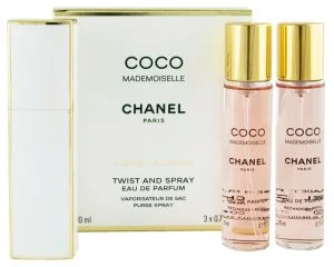 Chanel Coco Mademoiselle recarregável 20 ml + recarga EDP 2 x água de perfume para mulheres