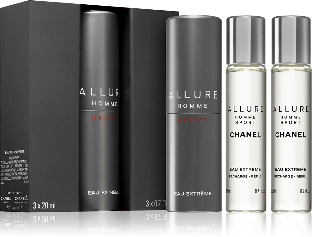 Allure Homme Sport Eau Extreme eau de toilette 3x20 ml para homens recarregável frasco
