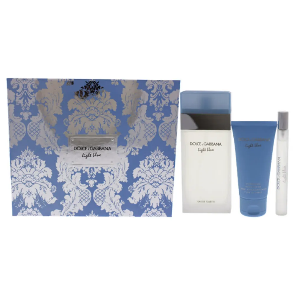 Conjunto de presente Dolce & Gabbana Light Blue para mulheres: água de toilette 100 ml + creme corporal 50 ml + água de toilette 10 ml 100 ml + tělový krém 50 ml + toaletní voda 10 ml
