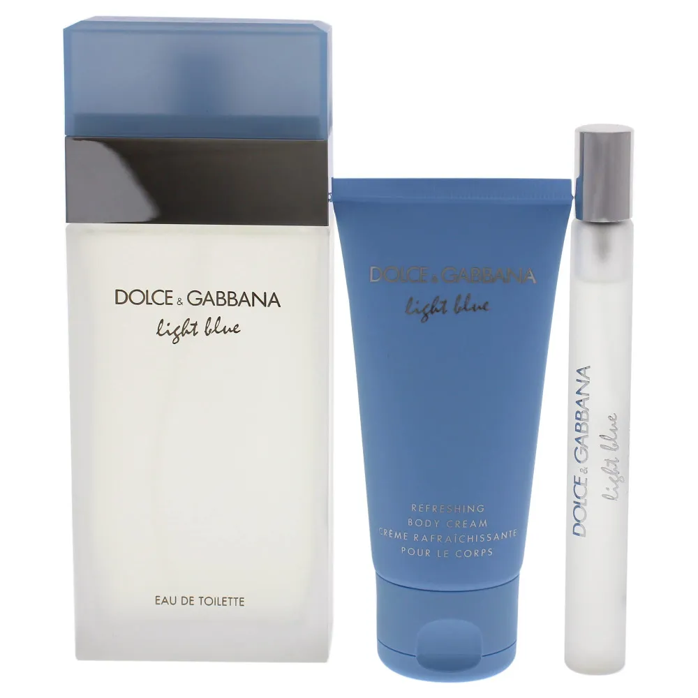Conjunto de presente Dolce & Gabbana Light Blue para mulheres: água de toilette 100 ml + creme corporal 50 ml + água de toilette 10 ml 100 ml + tělový krém 50 ml + toaletní voda 10 ml