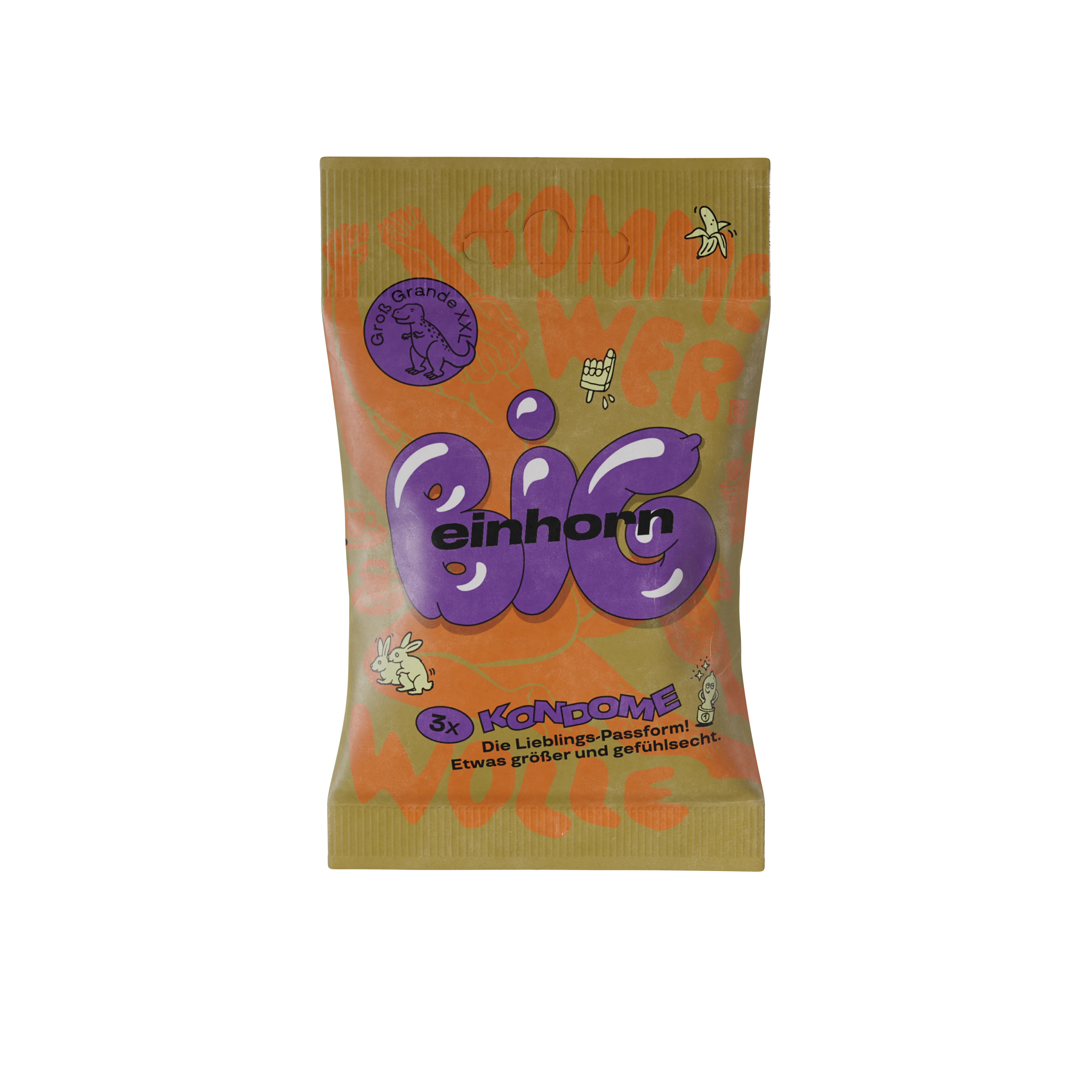 Einhorn Preservativos Big 3 unid. - veganos, sem perfume