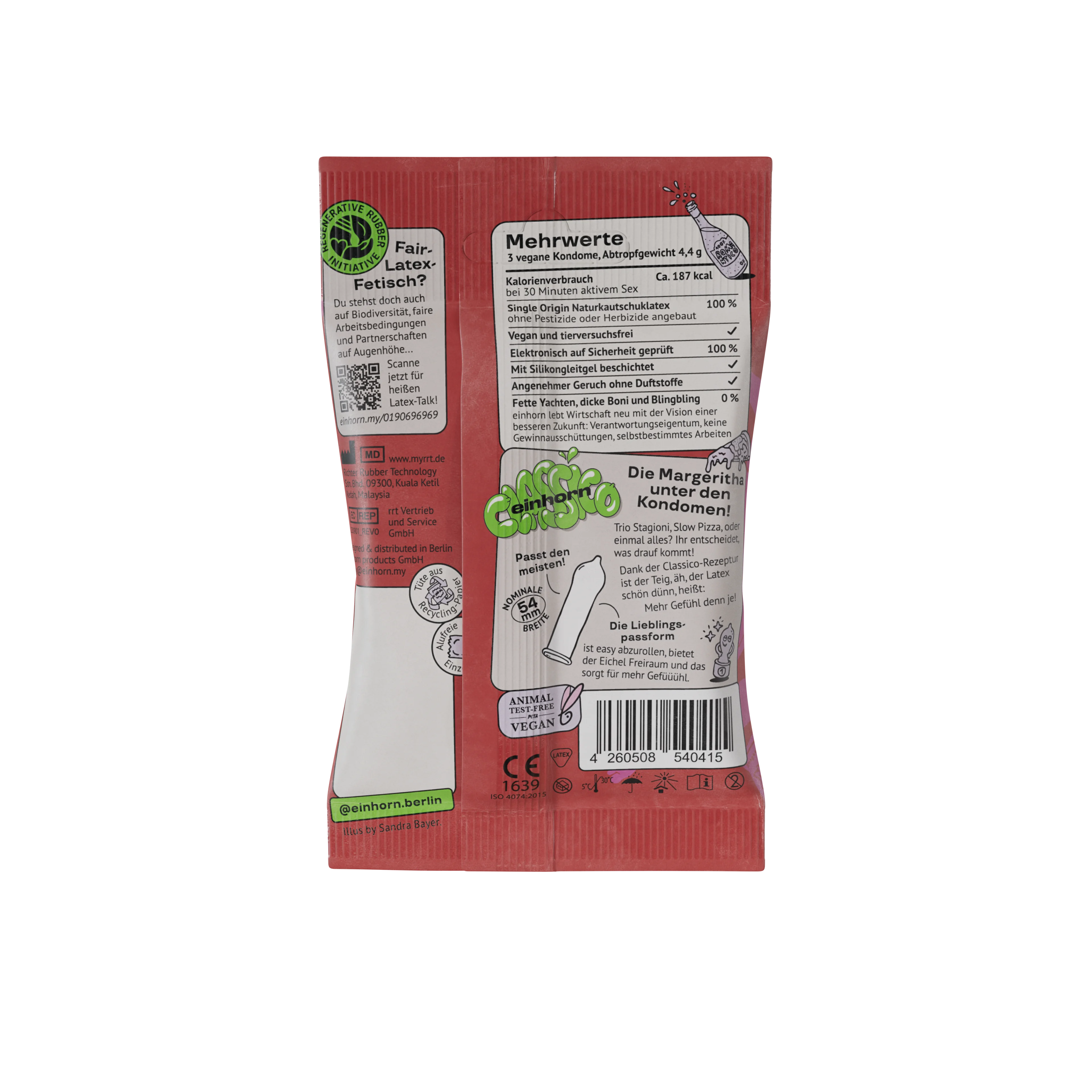 Einhorn Preservativos Classic 3 unidades - veganos, sem perfume