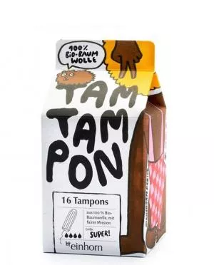 Einhorn TamTampon Super Tampões (16 pcs) - algodão orgânico hipoalergénico