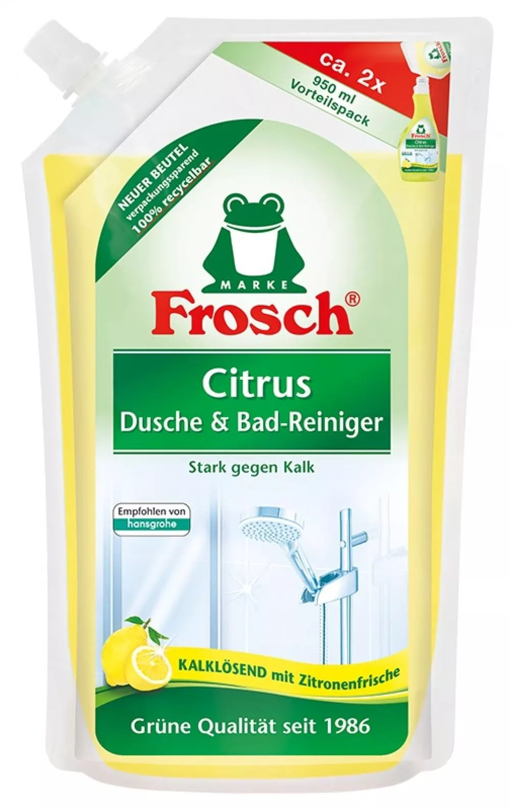 Frosch EKO Produto de limpeza para casa de banho e duche com limão - reenchimento (950 ml)