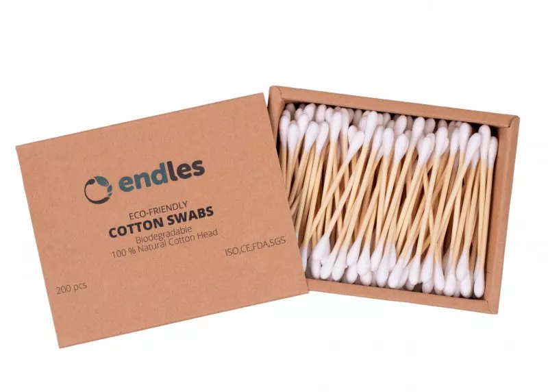 Endles by Econea Orelhas de algodão (200 pcs) - feitas de bambu e algodão