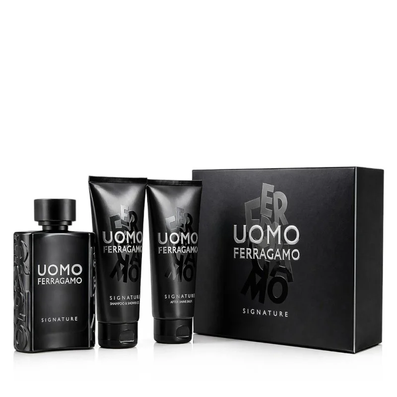 Uomo Signature Eau de Parfum para homem 100 ml + bálsamo pós-barba 100 ml + champô e gel de duche masculinos