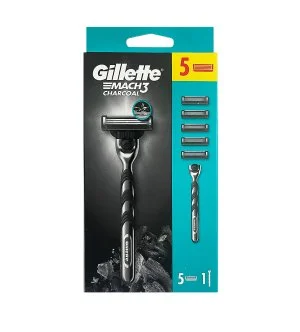 Gillette Mach3 Charcoal aparelho de barbear + 5 recargas