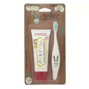  Conjunto de ação Pasta de dentes para crianças - Morango (50 g) Escova de dentes para crianças Coelho - conjunto com desconto