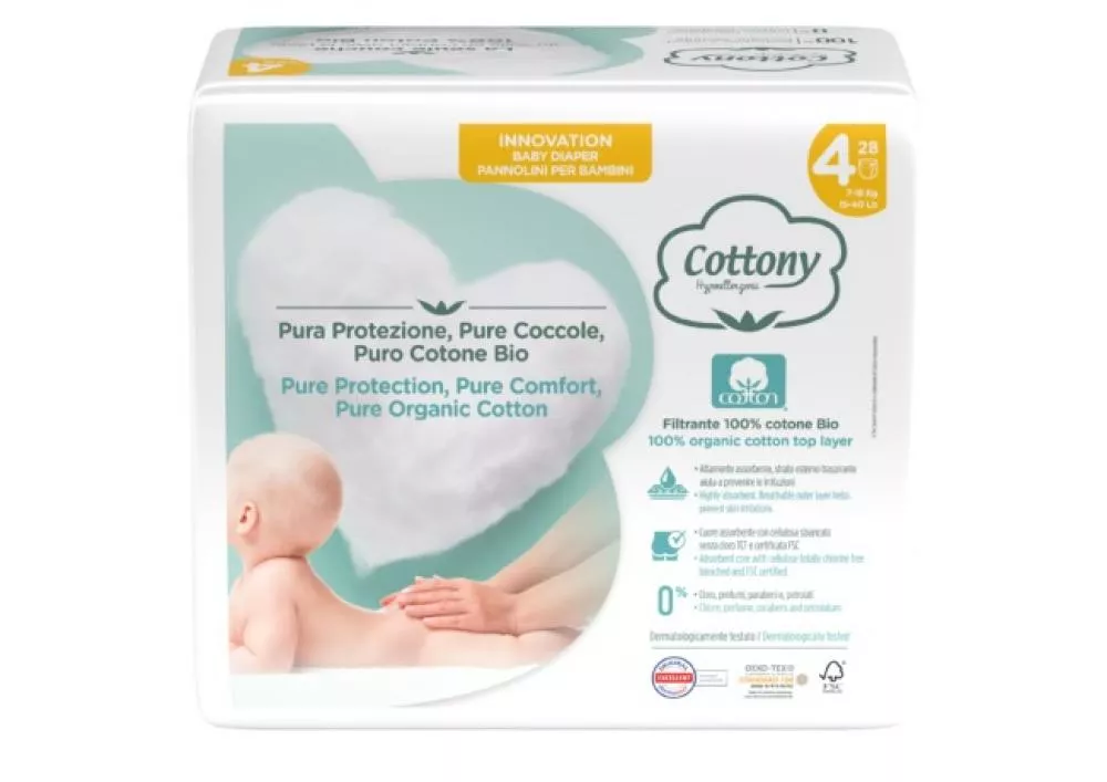 Cottony Fraldas descartáveis para bebé de algodão biológico 7-18 kg