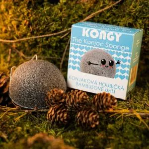 Kongy Esponja de conhaque - carvão de bambu - para peles oleosas e com tendência para o acne