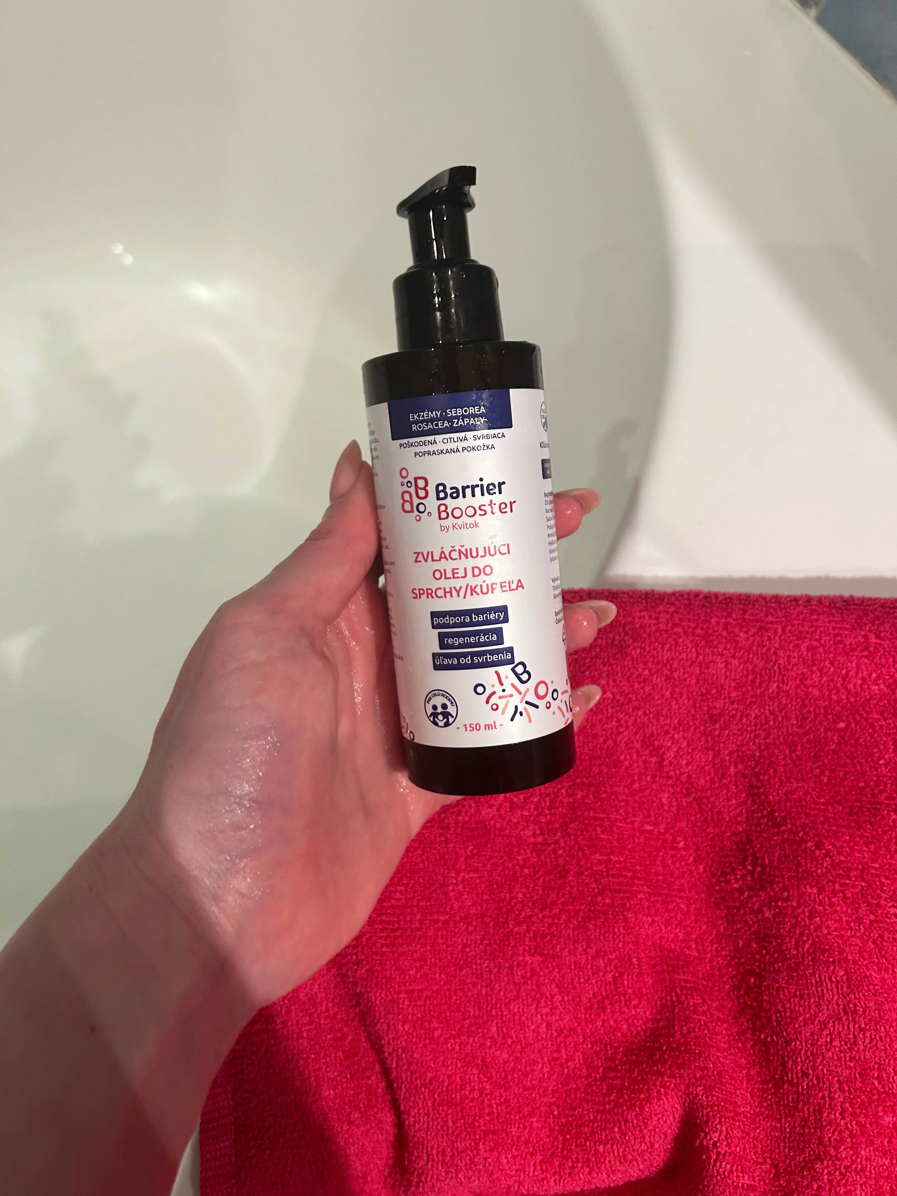 Kvitok Barrier Booster Óleo emoliente para duche e banho (150 ml) - para uma pele sedosamente macia