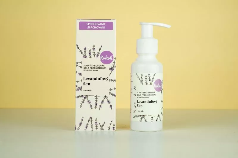 Kvitok Gel de duche suave com complexo prebiótico Lavender Dream (100 ml) - com um delicado aroma de ervas