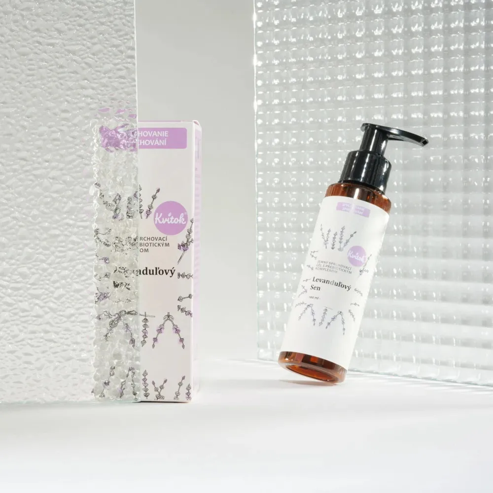 Kvitok Gel de duche suave com complexo prebiótico Lavender Dream (100 ml) - com um delicado aroma de ervas
