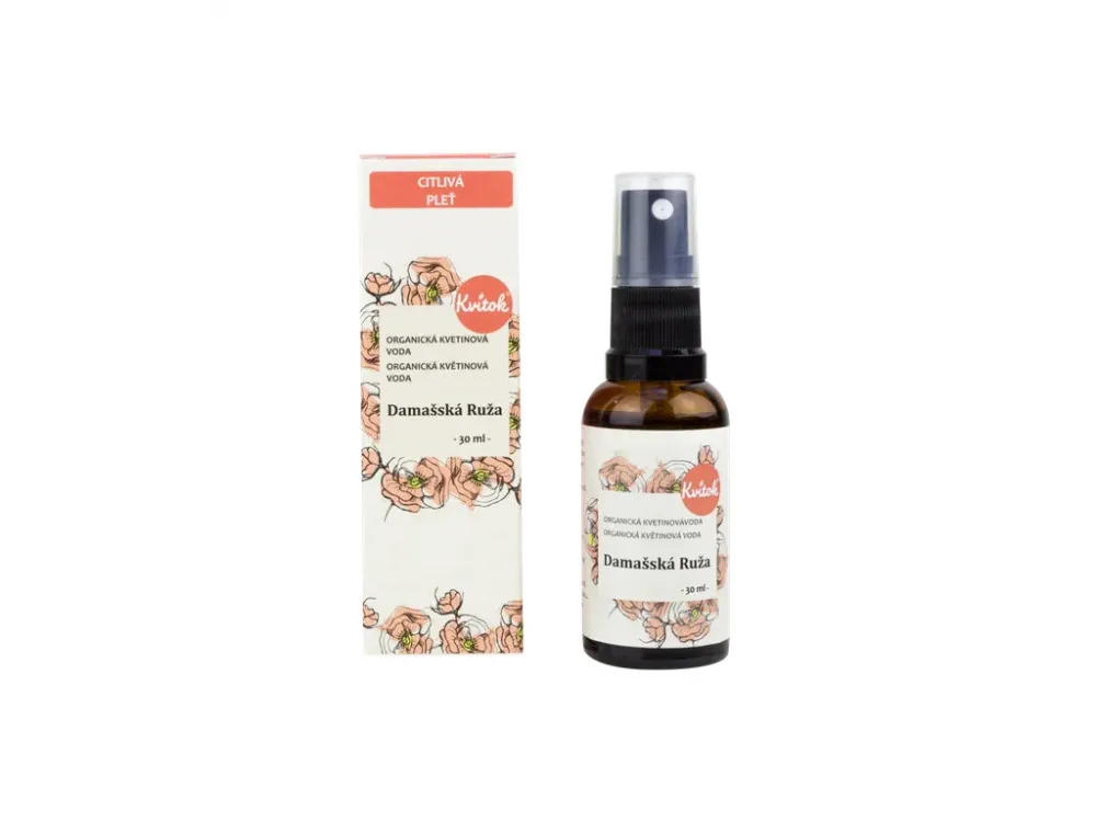 Kvitok Água floral com spray - Damask Rose BIO (30 ml) - uso universal