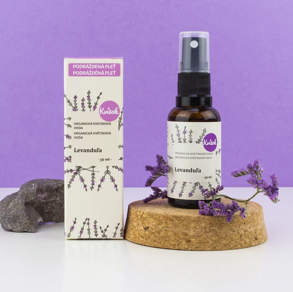 Kvitok Água floral com spray - lavanda BIO (30 ml) - harmoniza e acalma