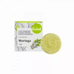 Kvitok Champô sólido com condicionador anticaspa Moringa (25 g) - cabelo brilhante, sem caspa