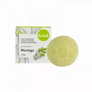 Kvitok Champô sólido com condicionador anticaspa Moringa XXL (50 g) - cabelo brilhante, sem caspa