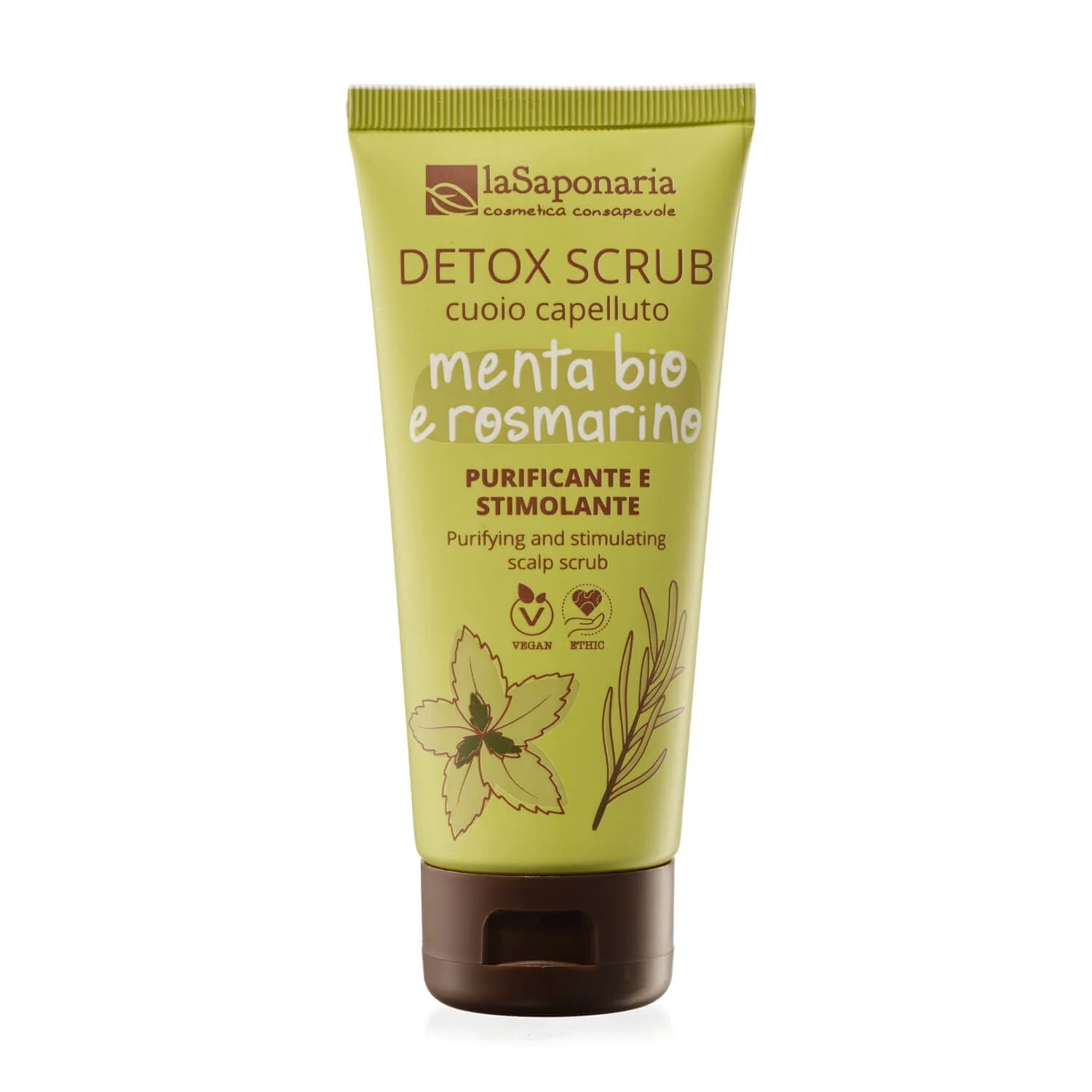 laSaponaria Esfoliante detox para o couro cabeludo com menta e alecrim (100 ml)