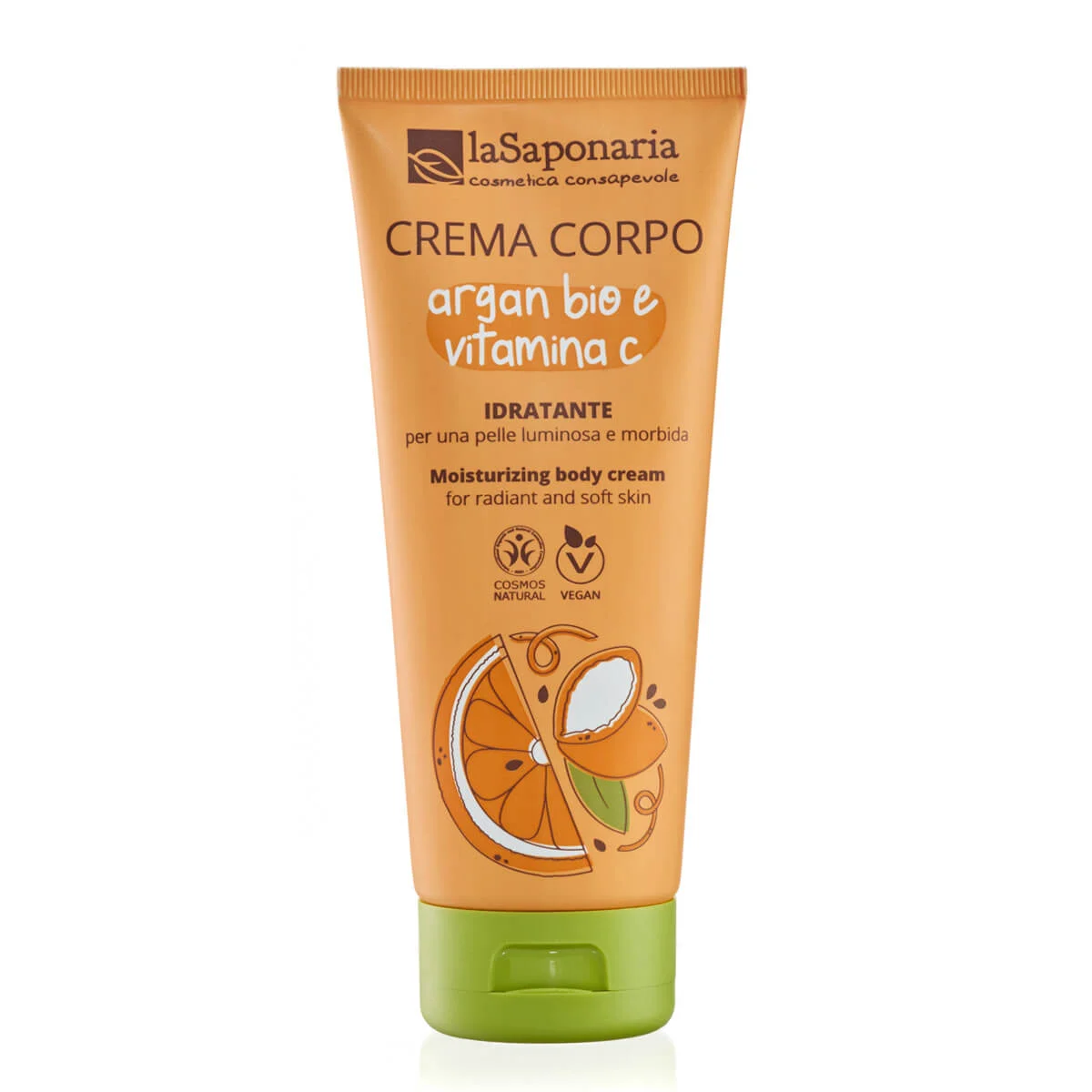 laSaponaria Creme corporal hidratante com óleo de argão BIO e vit. C 200 ml - para uma pele radiante e macia