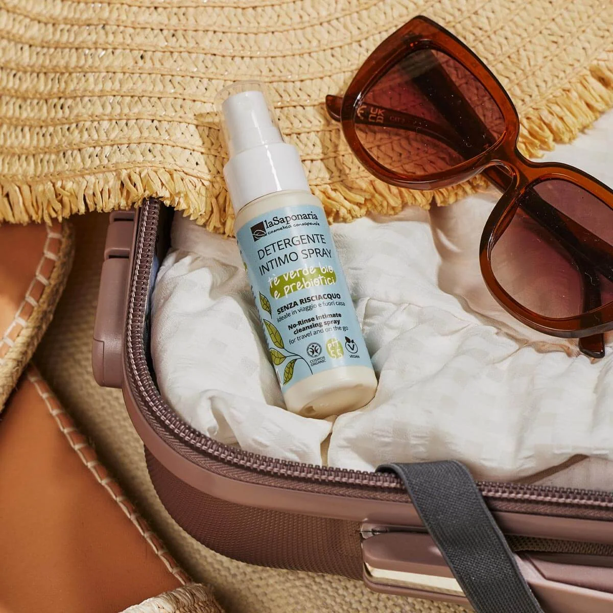 laSaponaria Spray íntimo sem enxaguar com chá verde BIO (50 ml) - higiene íntima rápida a qualquer hora e em qualquer lugar