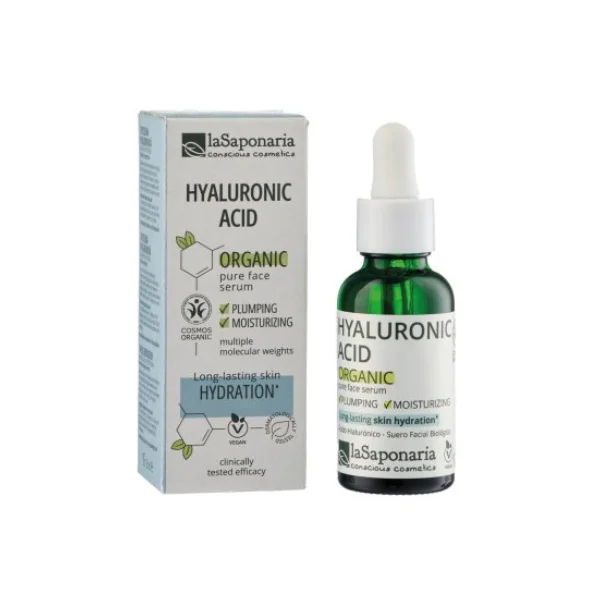 laSaponaria Sérum facial - Ácido hialurónico BIO (30 ml) - hidrata e reafirma a pele