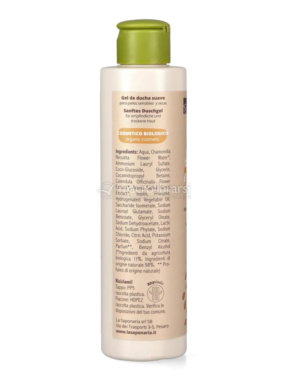 laSaponaria Leite de duche com aveia BIO e prebióticos para pele sensível (200 ml) - com calêndula e camomila