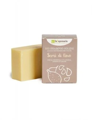 laSaponaria Sabonete sólido 2 em 1 para corpo e cabelo com óleo de linhaça BIO (100 g) - em embalagem de papel