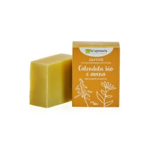 laSaponaria Sabonete sólido de azeite BIO - Calêndula e Aveia (100 g) - adequado para o corpo e o rosto