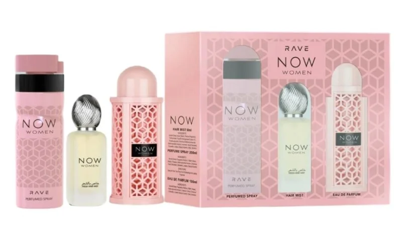 Rave Now Women conjunto de presente - Bruma Capilar 50 ml + Spray Perfumado 200 ml + Eau de Parfum 100 ml