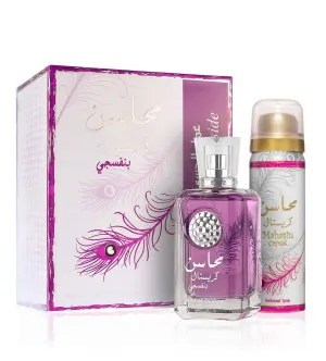 Conjunto de presente Lattafa Mahasin Crystal Violet para mulheres