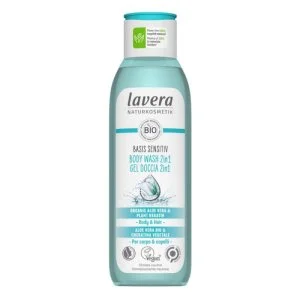 Lavera Basis Sensitive Gel de banho para corpo e cabelo 2 em 1 250 ml - também para pele sensível
