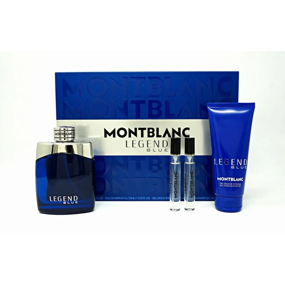 Legend Blue 100 ml + gel de duche para corpo e cabelo 100 ml + EDP MINI 2 x água de perfume para homem 8 ml