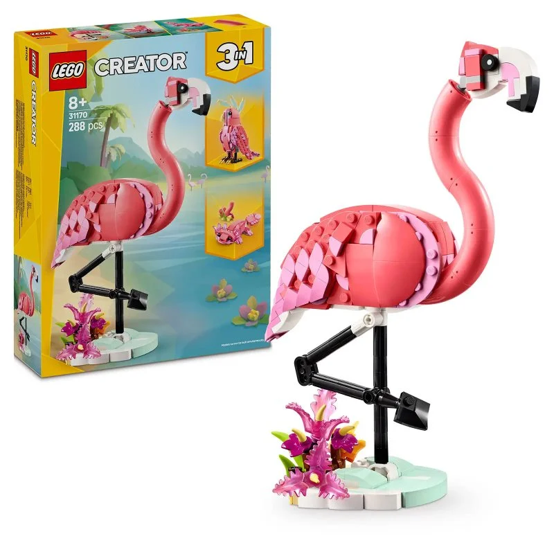 Creator 3 em 1 31170 Animais Selvagens: Flamingo Rosa