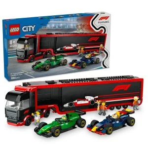 LEGO® City 60445 Camião de F1® com os carros F1® RB20 e AMR24