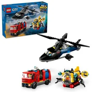 LEGO® City 60462 Remix: Helicóptero, caminhão de bombeiros e submarino