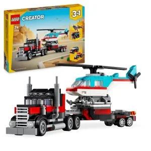 LEGO® Creator 3 em 1 31146 Camião de plataforma e helicóptero