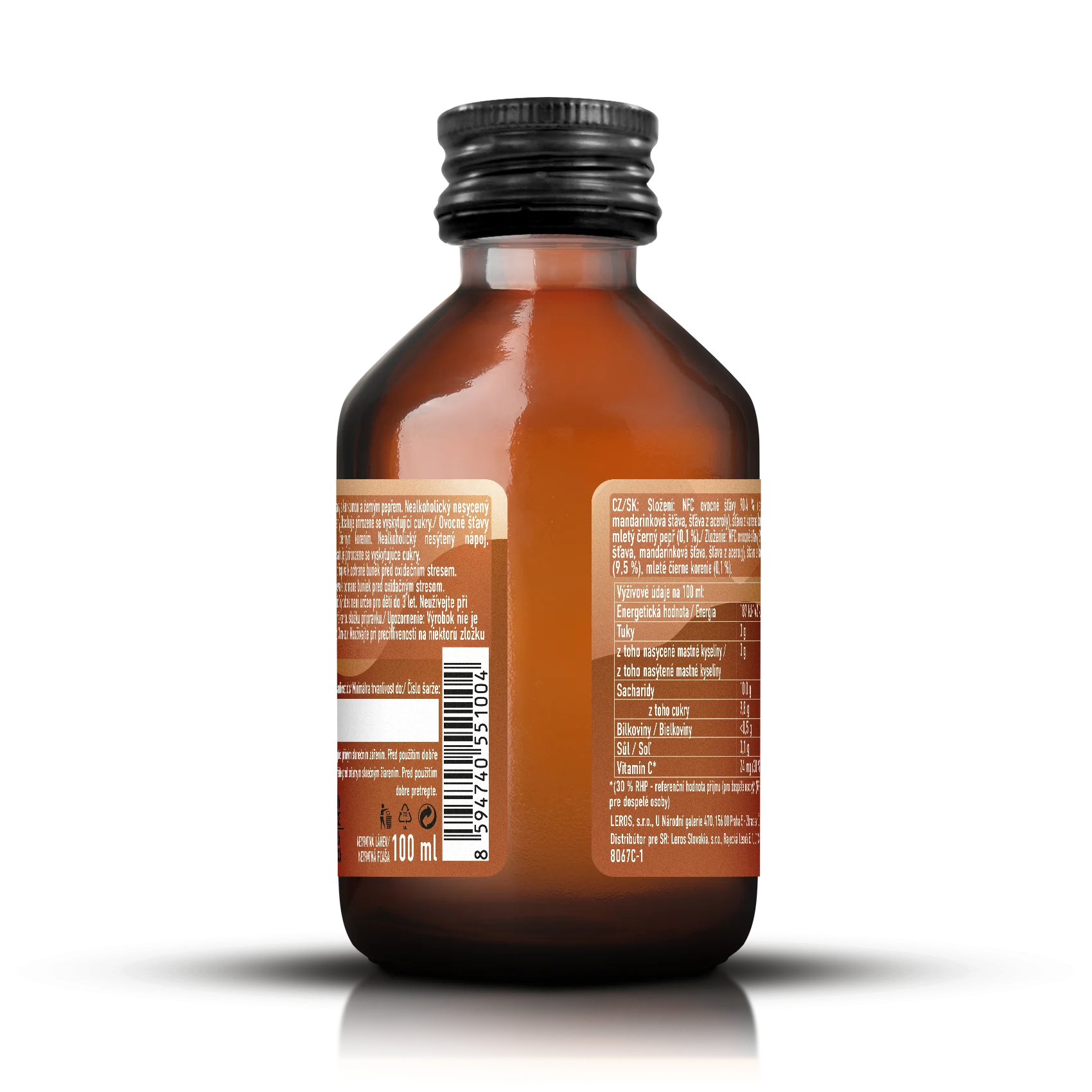 LEROS Healthy booster Cúrcuma & Pimenta Shot Antioxidante (100 ml) - para a limpeza do corpo