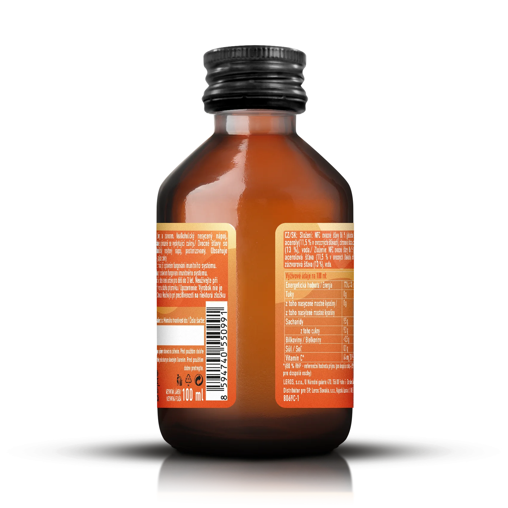 LEROS Healthy booster Shot de imunidade Gengibre & Acerola (100 ml) - para reforçar as defesas imunitárias